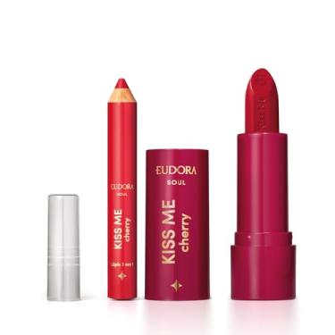 Imagem de Combo Kiss Me Cherry: Batom Matte Vermelho Viciante 3,7g + Lápis Multifuncional 3 em 1 1,2g