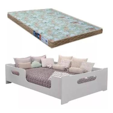 Imagem de Cama Encanto Casal Montessoriana Infantil 100% MDF + colchão Toraflex de 1.88x1.38 - Branca