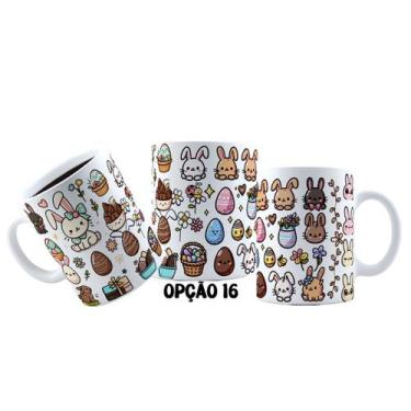 Imagem de Caneca 325ml Plástico Feliz Páscoa Fofa Coelhinhos Mimos - LARANJA E M