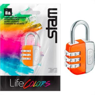 Imagem de Cadeado Para Mala Stam Life Colors Com Segredo 25Mm Laranja