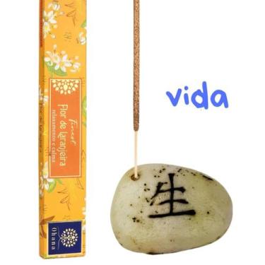 Imagem de Queimador Incensario Porta Incenso Pedra Japonesa Amor Esperança Paz V