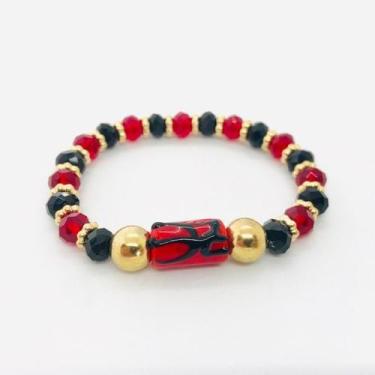 Imagem de Pulseira Pomba gira Firma dourada cristal e silicone - Lua Mística - 1