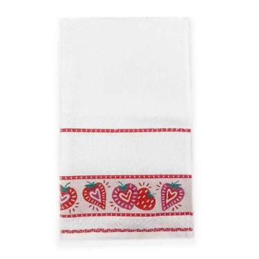 Imagem de Pano de Copa Dohler Felpudo Jacquard Vida Liso Morango - Branco - 45x7