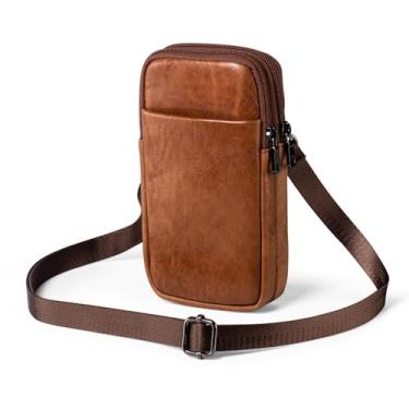 Imagem de Ranboo Coldre de telefone de couro para cinto, serve para iPhone 15 Pro Max 15 Plus 14 Pro Max 14 Plus 13 Pro Max 12 Pro Max capa carteira com clipe de cinto suporte de celular bolsa de braço bolsa transversal bolsa de cintura (marrom)