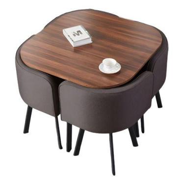 Imagem de Conjunto Mesa De Jantar E 4 Cadeiras Cinza Ravena - Just Home Collecti