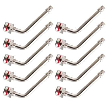 Imagem de UPOW Pacote com 10 hastes de válvula de caminhão TR545D, dobra de 60 graus, compatível com rodas de alumínio Alcoa (57.1 cm e 62.2 cm) para caminhões e ônibus sem câmara