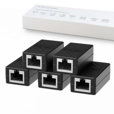 Imagem de Dingsun Acoplador RJ45, extensor Ethernet para conector de acoplador Ethernet fêmea para fêmea Cat7/Cat6/Cat5e/Cat5 (5, preto)