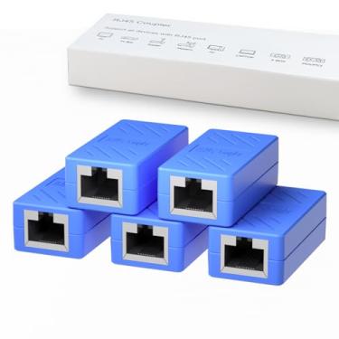 Imagem de Dingsun Acoplador RJ45, extensor Ethernet para conector de acoplador Ethernet fêmea para fêmea Cat7/Cat6/Cat5e/Cat5 (5, azul)