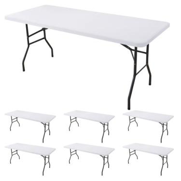Imagem de Toalha de mesa Enjoyidea, mesa retangular ajustada de 6 pés, pacote co