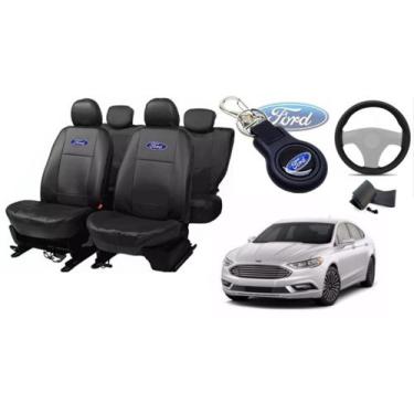 Imagem de Kit Capas Couro Ford Fusion 2018-2019 + Volante e Chaveiro - Proteção 