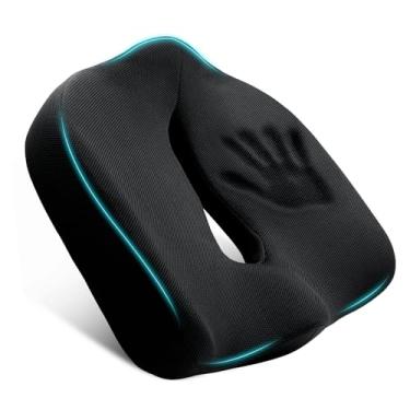 Imagem de Almofada ergonômica de espuma viscoelástica para cadeira de escritório, almofada extragrande com design em forma de U para alívio de pressão, ciática do cóccix e alívio da dor nas costas, para casa