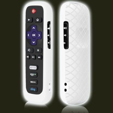 Imagem de Capa remota para Roku, capa de bateria para controle remoto TCL Roku Smart TV, controle remoto Roku TV, controle de proteção de silicone, capa universal branca