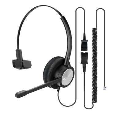 Imagem de MKJ Fone de ouvido RJ9 com microfone, fone de ouvido VoIP com fio com cancelamento de ruído para call center, fone de ouvido de escritório compatível com telefone Cisco 7841 7861 7942G 7961G 7962G