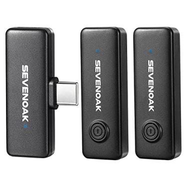 Imagem de Sevenoak Microfone compacto de lapela sem fio de 2,4 GHz para smartphones, tablets, laptop, mini microfone de lapela para vlogging, transmissão ao vivo, voz, podcast, entrevista, YouTube, SK-W10-U2, 2
