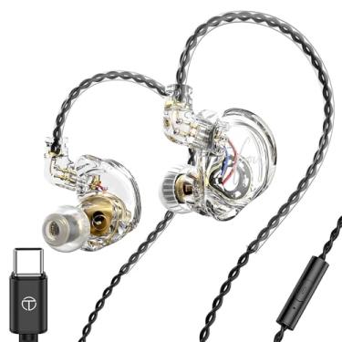 Imagem de FEDAI TRN CS4 fone de ouvido intra-auricular TRN, fone de ouvido intra-auricular de um lado duplo dinâmico DJ monitor IEM Earbud, fone de ouvido esportivo HiFi com cancelamento de ruído para músicos