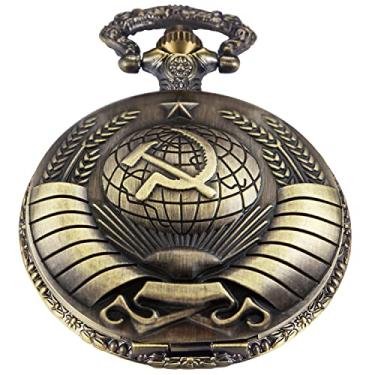 Imagem de Relógio de Bolso Masculino Vintage Bronze Quartzo Presente Masculino, Q181,