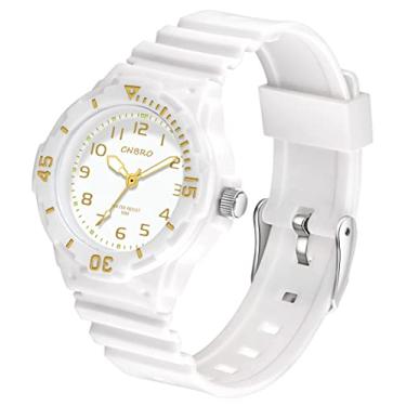 Imagem de Relógio analógico feminino esportivo à prova d'água minimalista simples - relógio feminino casual em ouro rosa, Ouro branco, relógio feminino