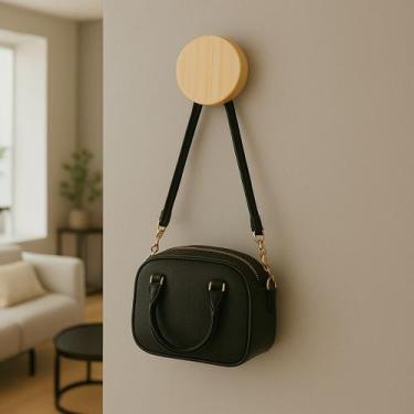 Imagem de Kit Cabideiro Pinus Redondo Pendurador de Casados e Bolsas - Oliva Sto