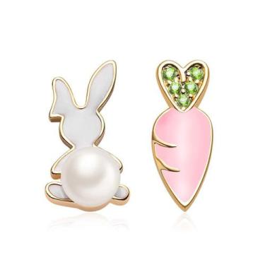 Imagem de Brincos FAMARINE Easter White Rabbit Bunny Carrot