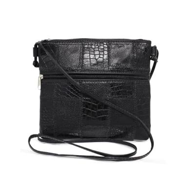 Imagem de Bolsa a tiracolo Feminina de Couro Patchwork - Relicário (Preto)