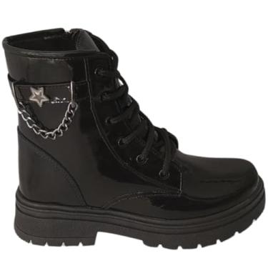Imagem de Bota Infantil Feminina Coturno Menina Tratorada Botinha Verniz Rodeio Confortável (Bota Infantil Feminino Rock Glan Preto Verniz, BR, Criança de 4 a 8 anos, Numérico, 28)