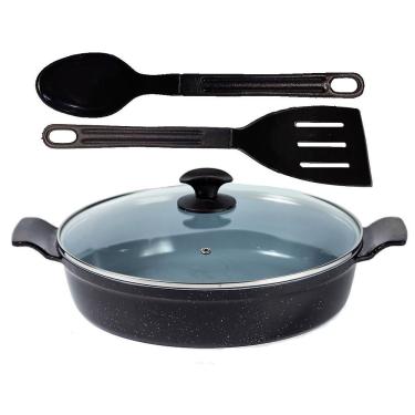 Imagem de Frigideira Preto Liso Antiaderente Cerâmica Talher 02 Aa30cm