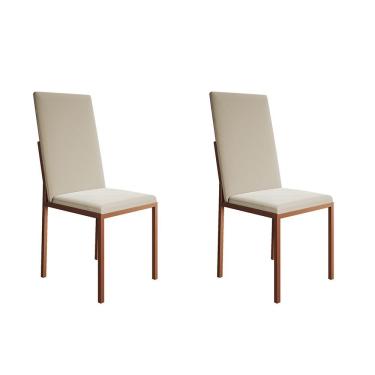 Imagem de Kit 2 Cadeiras De Jantar Estofadas Mônaco Premium Cobre E Bege - Cor: Preto