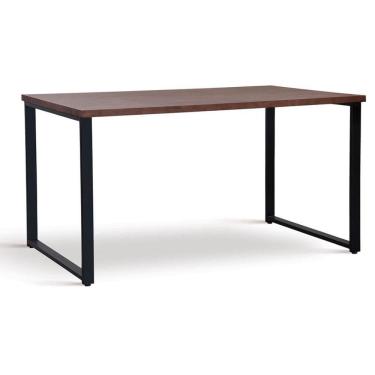 Imagem de Mesa De Jantar Retangular Boston Industrial Daf Móveis 180 X 90 Cm Madeira Maciça Castanho Aço Preto
