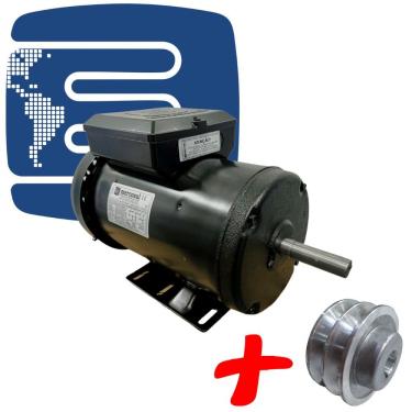 Imagem de Motor Elétrico Monofásico 2Cv 4 Pólos Baixa Rotação Blindado Ip44 110/220 V 60Hz C/Polia
