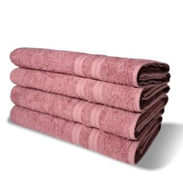 Imagem de Kit Com 4 Toalhas De Banho 430g-m² Grande Grossa 80x150cm Itália Soft - Rosê Rosê