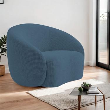 Imagem de Poltrona Orgânica Luxo Recepção Amore Linho Cor Azul Royal
