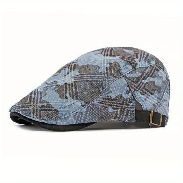 Imagem de Boina De Camuflagem Inspirada Em Vintage , Algodão Respirável Azul