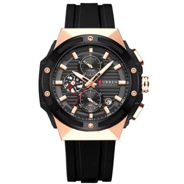 Imagem de Relógio De Pulso Em Silicone Clássico Casual Ponteiros Luminoso Mostrador Cronógrafo Preto