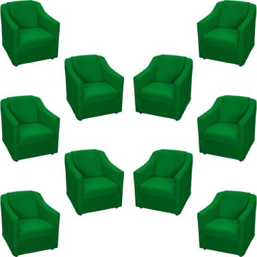 Imagem de Kit 10 Poltronas Decorativa Mila Pé De Plástico Cromado - Verde Suede