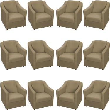 Imagem de Kit 12 Poltronas Mila Pé De Plástico Cromado - Nude Suede