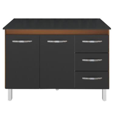 Imagem de Balcão Com Tampo Bianca 120 Cm Savana Preto Moblis