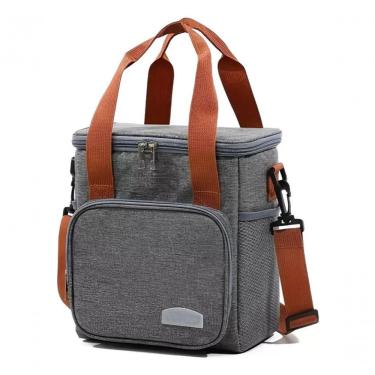Imagem de Bolsa Térmica Lancheira Alça Transversal Multiuso Moderna Reforçada Fitness Academia Trabalho Cinza