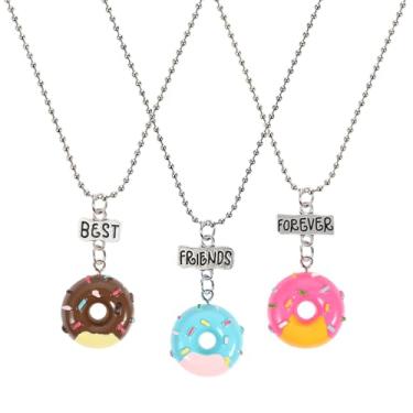 Imagem de Pulseiras de amizade, 3 peças, colares de melhor amiga, donuts, pingente de sorvete, amizade, BFF, colares para 3 , aniversário, amigos, irmãs, joias, presentes (melhor amiga para sempre) brinquedos para