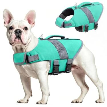 Imagem de Mosucoirl Colete salva-vidas para cães com flutuação alta, colete refletor salva-vidas para cães, colete salva-vidas, colete salva-vidas pequeno, médio grande, para natação, passeios de barco, surfe