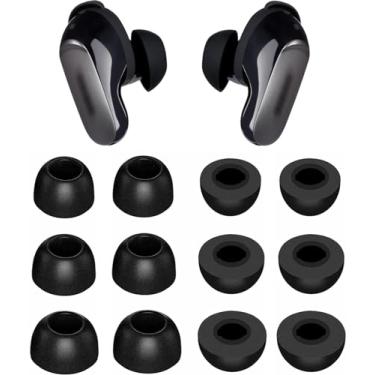 Imagem de ALXCD Ponteiras De Espuma Compatíveis Com Fones Ouvido Bose Quietcomfort Ultra, 6 Pares, Tamanhos P, Pontas Auriculares Macias Memória, Qc 2023, Preto P