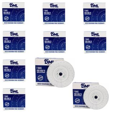 Imagem de KIT 10 DISCO TACOGRAFO SEMANAL (7 DIAS) 180KM Cx 100 UN - THEGA DML