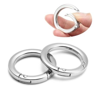 Imagem de DEVPSISR 4 Peças De Anéis Vedação Mola Gatilho Plano, Anel Chaveiro Metal, Mosquetão Redondo Para Chaveiros, Fivela, Bolsas, Carteiras (Prata, 1")