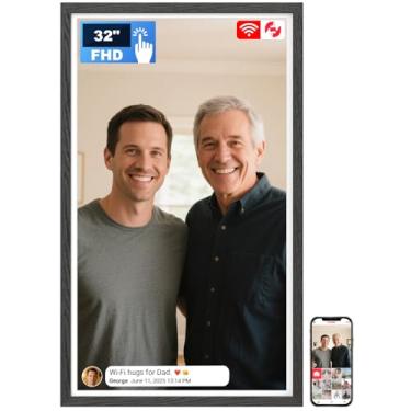 Imagem de Arktronic Frameo 32" Porta-Retratos Digital Extra Grande Com Tela Sensível Ao Toque, 64 Gb Fhd Ips Wi-Fi, Suporte Para Parede Rotação Automática, Compartilhamento De Fotos/Vídeos Por Aplicativos/E-M