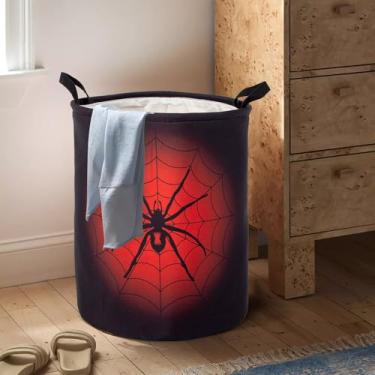 Imagem de Cesta de roupa suja dobrável com alças sacola impermeável pano oxford engraçado cesto de roupa balde de roupas organizador de brinquedos 43L para banheiro/lavanderia/quarto (aranha, 43L)
