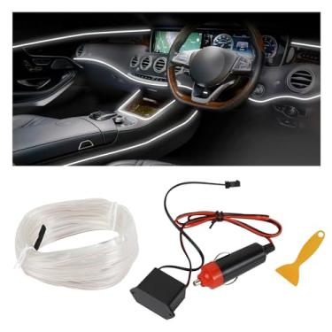 Imagem de Hbxdeco EL Wire Fita de LED para carro interior, 16,4 m RGB isqueiro neon faixa de luz automotiva, kit de iluminação ambiente de veículo eletroluminescente, acessórios de decoração de interiores para