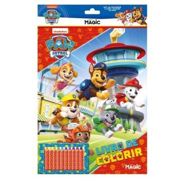 Imagem de Livro De Colorir E Atividades Patrulha Canina 12 Gis De Cera