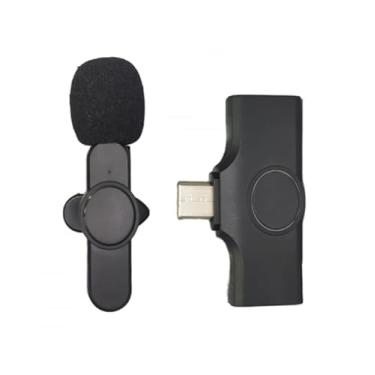 Imagem de Microfone de Lapela Wireless Tipo C, 2.4GHz, Plug and Play, Alcance de 20m, Bateria 10h, Preto