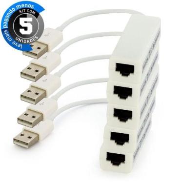 Imagem de Adaptador USB para RJ45 Cirilo Cabos - Kit com 5 Adaptadores