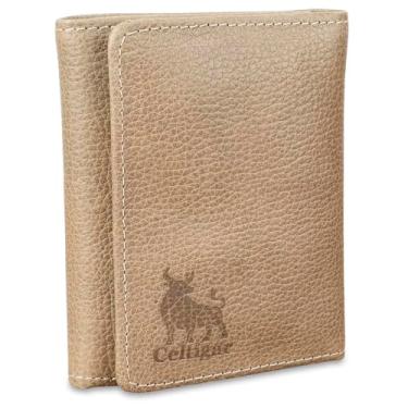 Imagem de Carteira Masculina De Couro Legítimo Trifold Comporta RG CNH Cartões Antifurto Bloqueio Rfid - 289 (Mármore - Couro CBFF)