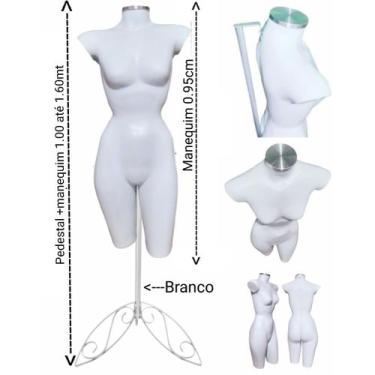 Imagem de Manequim feminino (Meio corpo cinturinha N.36) branco com tampa prata 